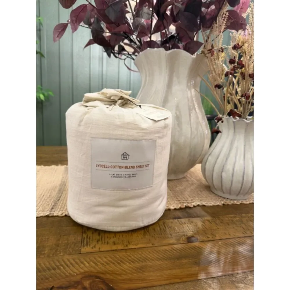 4pc Queen Woven Sheet Set Tan - Hearth & Hand with Magnolia NEW